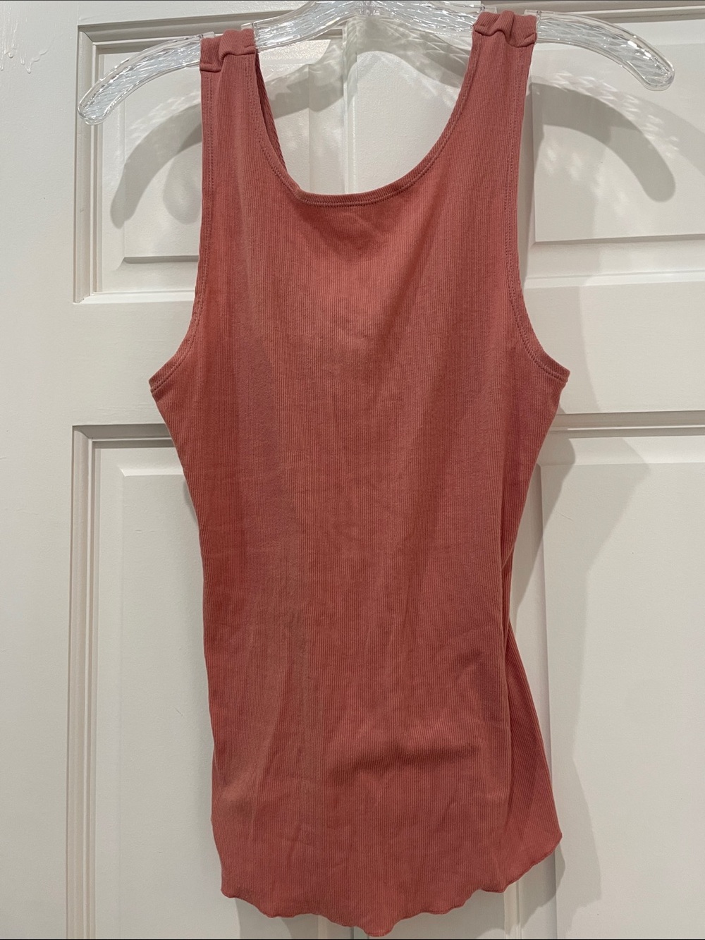 Sleeveless Ribbed Tank Top in Dusty Rose With Back Details